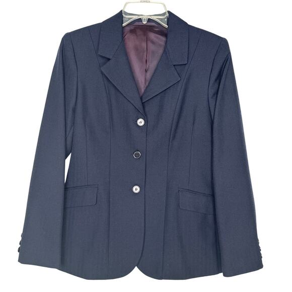 Vtg Y2K Beaufort Riding Apparel Charcoal Herringbone Equestrian Blazer small - Picture 12 of 14